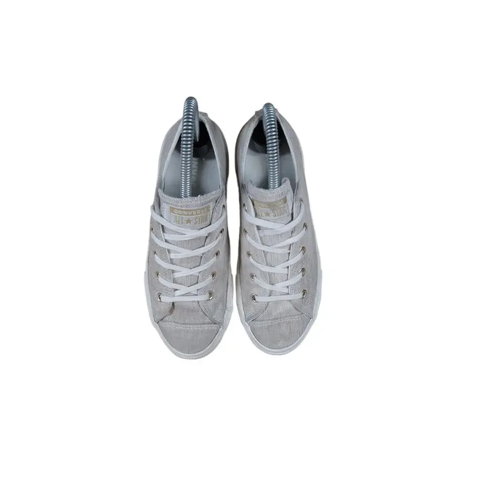 Converse All - CT Egret Low Top - Sneakers - Gray/Gold - Kids Little Girl's - 6